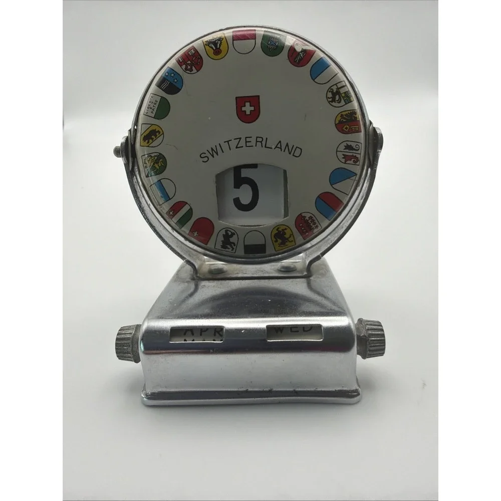 Vintage Switzerland Perpetual Desk Calendar Swiss Chalet Souvenir